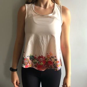 Lululemon Flowy Cream Flower Tank Top Size 2